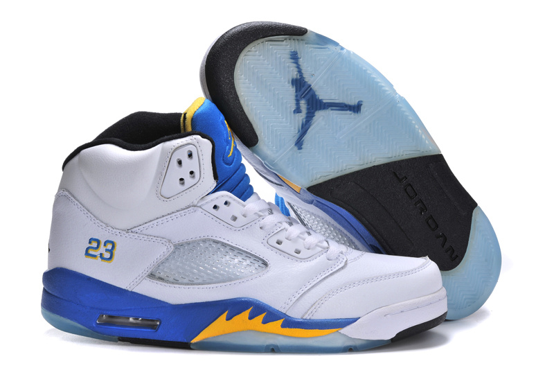 Air Jordan 5 Mens Shoes White/Blue Online